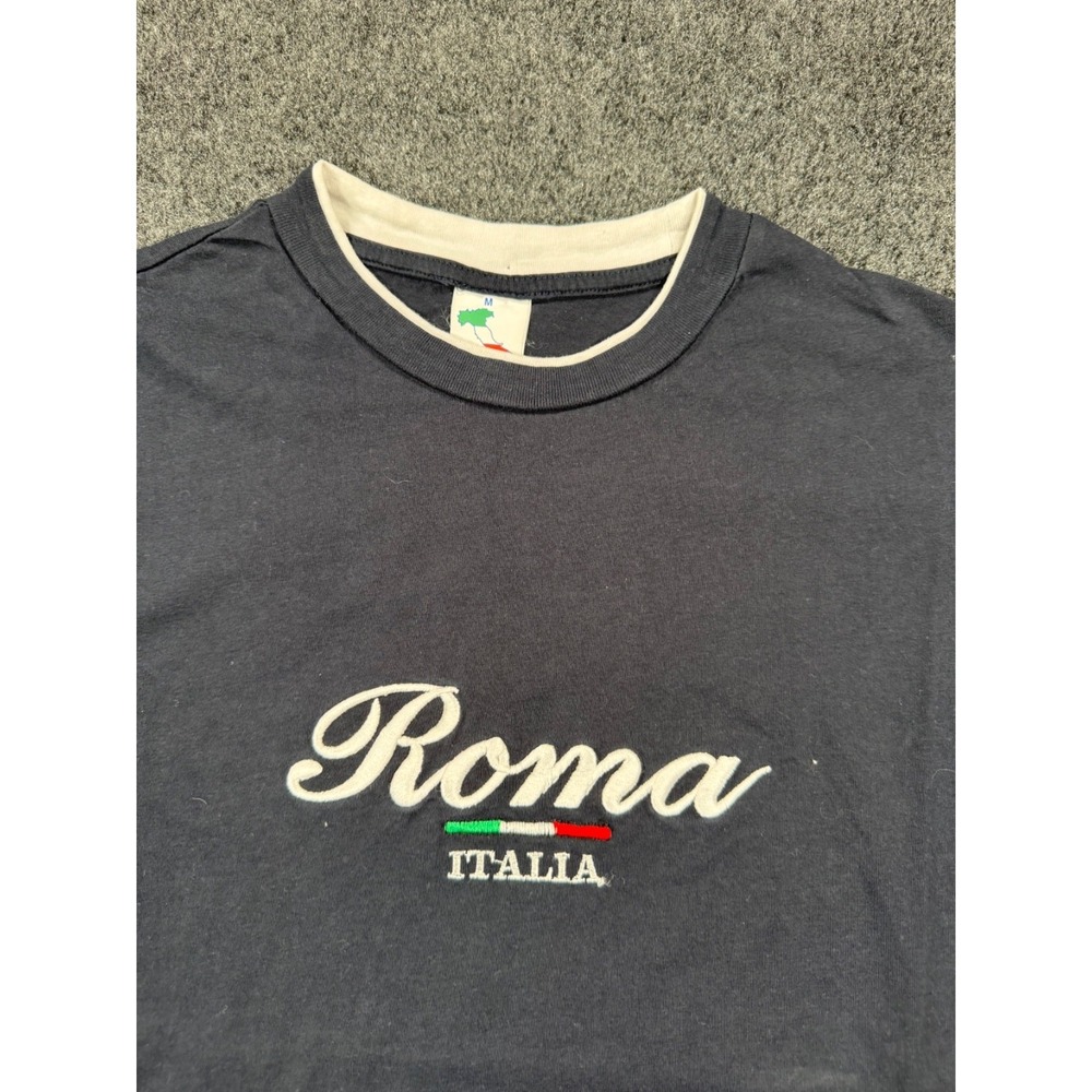 Roma Italia Embroidered Ringer T Shirt Made In Italy Women's Medium - Picture 3 of 8